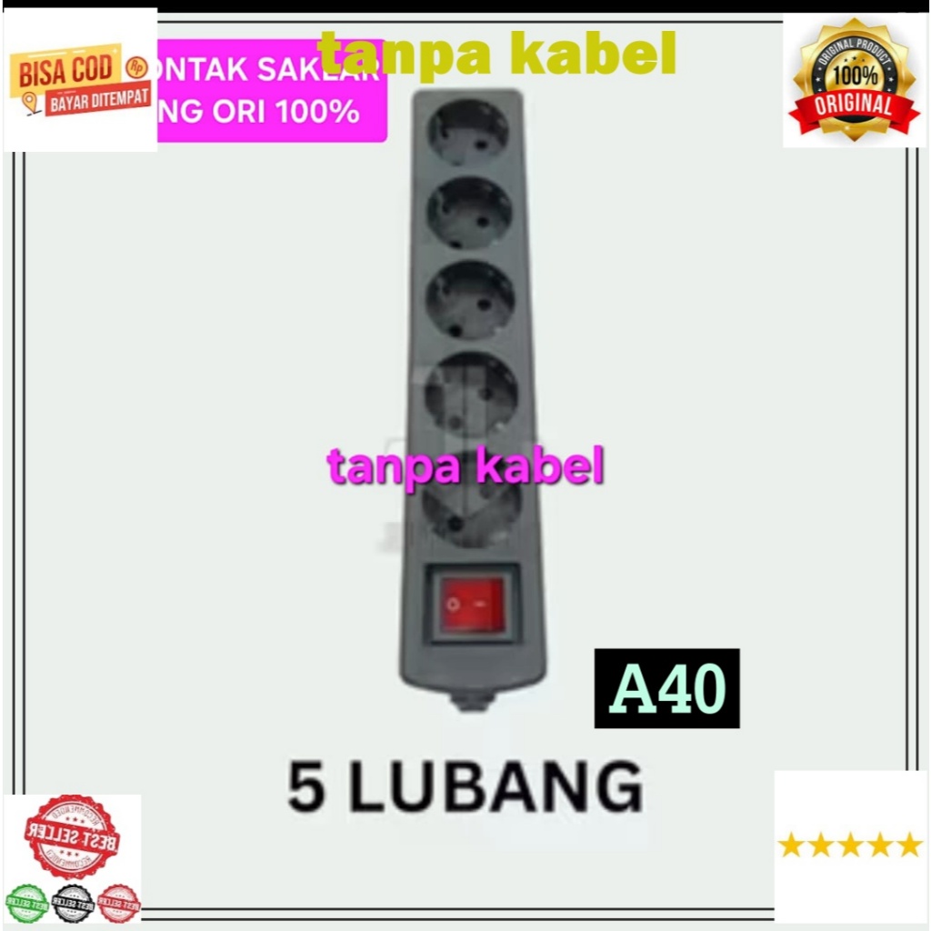 TOMBOL A40 ORI 100% PLUG WITHOUT CABLE STOP CONTACT SWITCH 5 HOLE ...