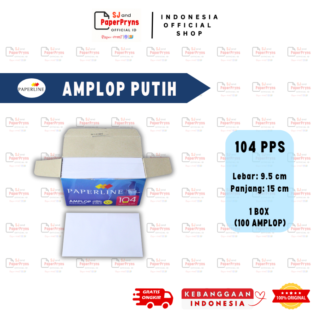 Paperline 104 PPS White Envelope (95x152 mm) – 1 Box 100 Sheets ...