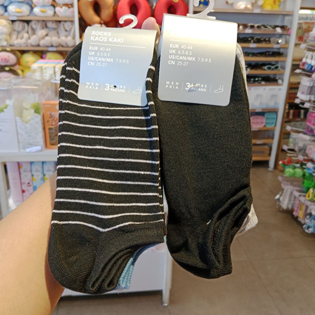 MINISO Men's Low-cut Socks 3 pairs (Classic Striped & Basic) | Shopee ...