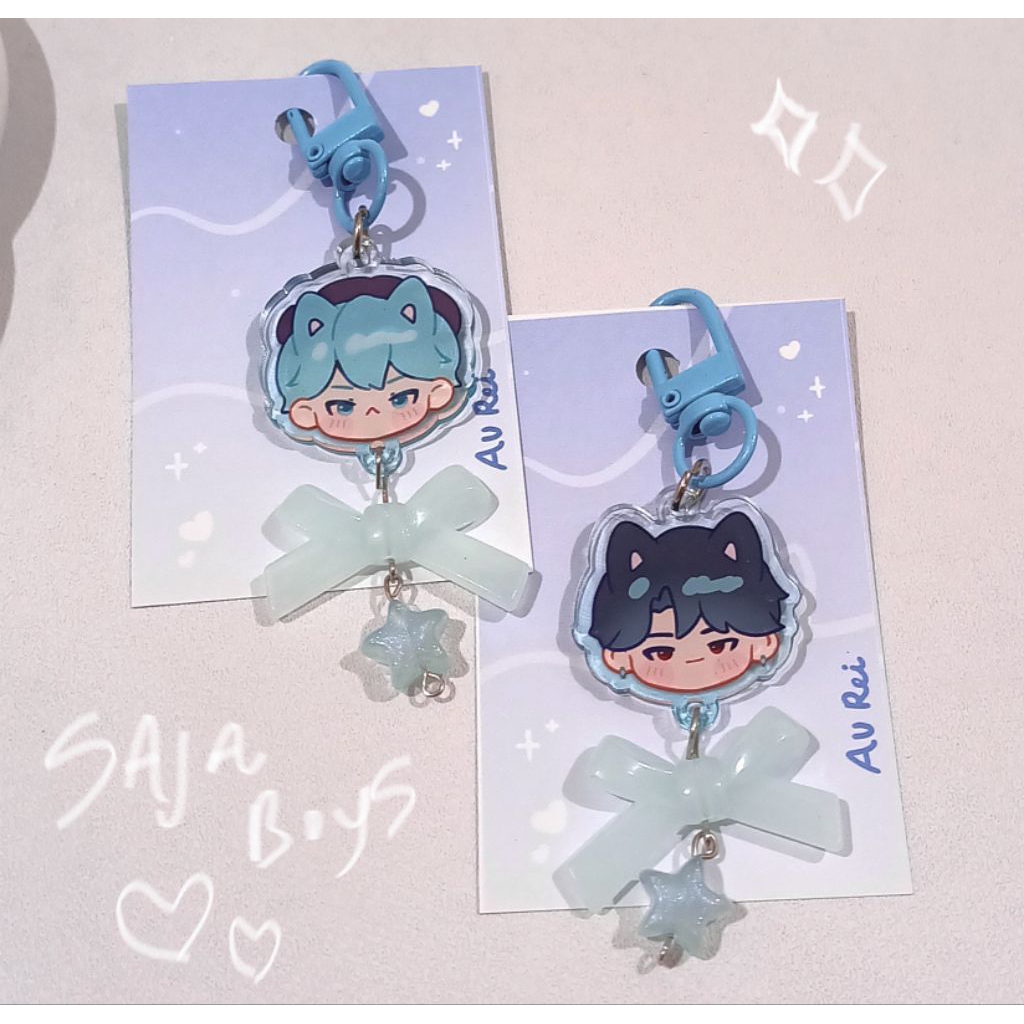 Only boys Jinu & baby cat keychain| Coquette blue keychain demon hunter ...