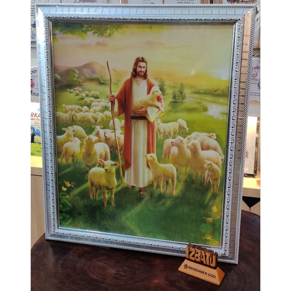 SPIRITUAL FRAME DISPLAY OF THE PICTURE OF THE LORD JESUS AND THE SHEEP ...