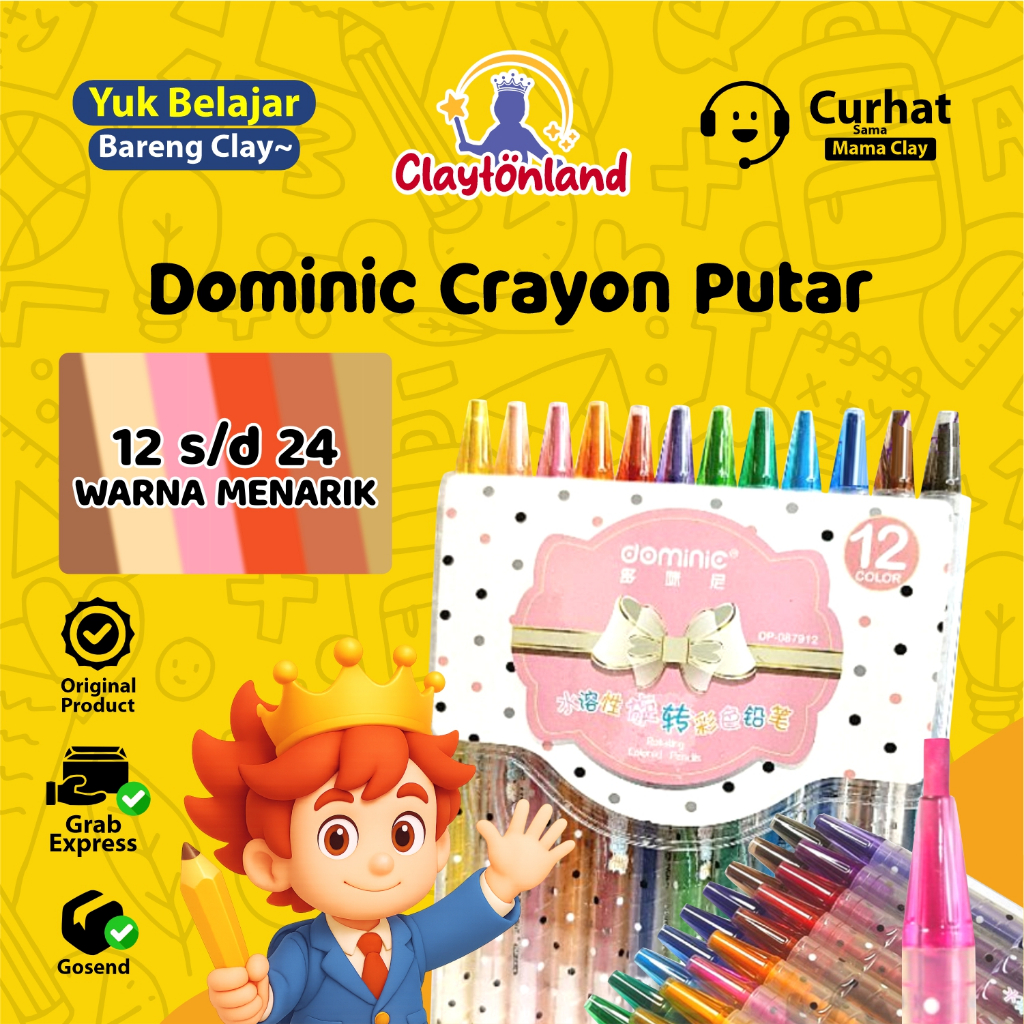 Long Rotating Crayons 12 And 24 colors Dominic Crayons Rotating Colored ...