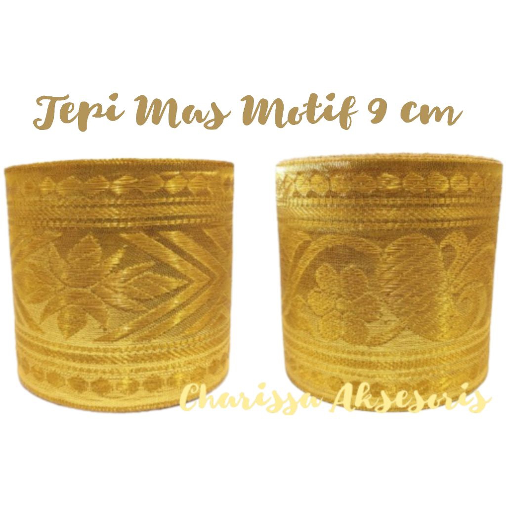 Motif Mas Edge 9 cm / Embroidered Edge / Motif Lace / Gold Lace / Gold ...