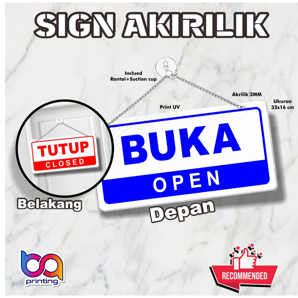 UV Print Open CLOSE / Open Closed Hanging Sign Board Acrylic ...