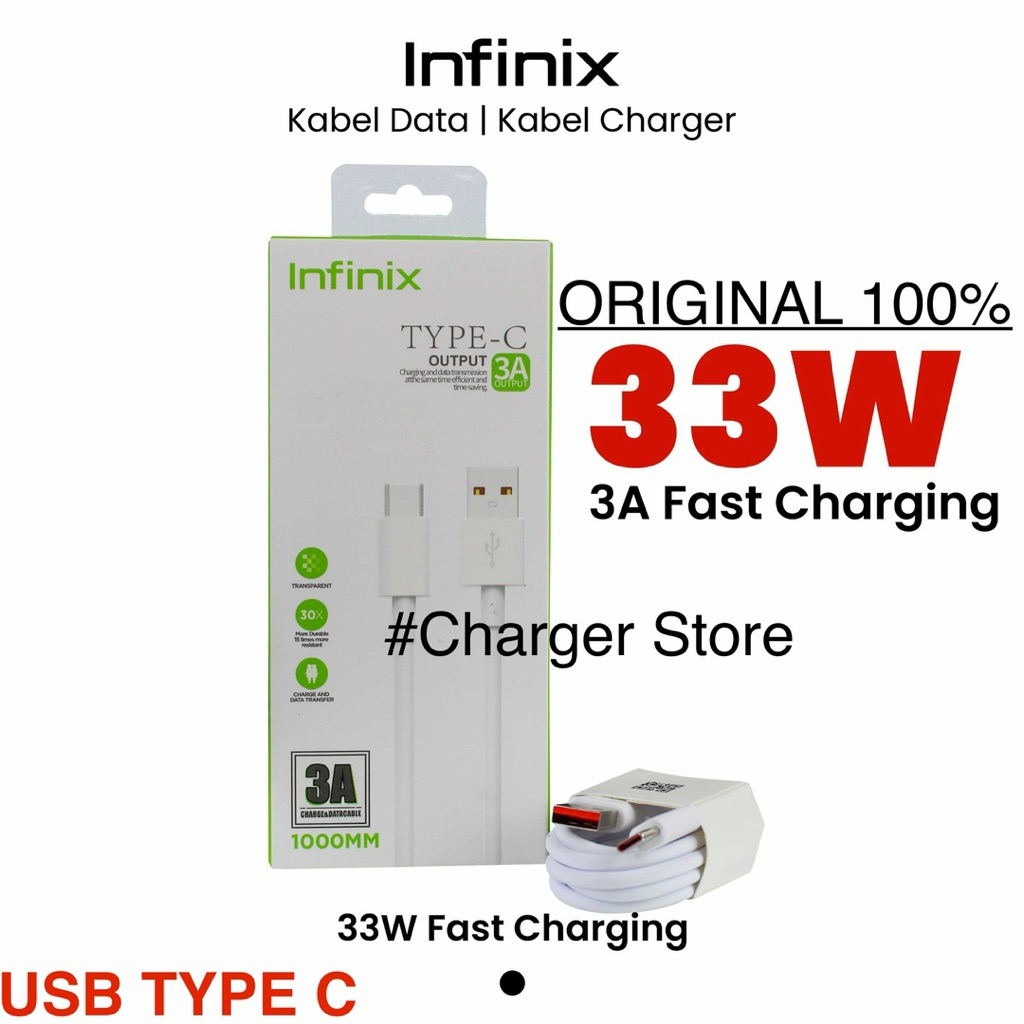 ORIGINAL Infinix 33W 3A Type C Data Cable 100% Fast Charging Cable Code ...