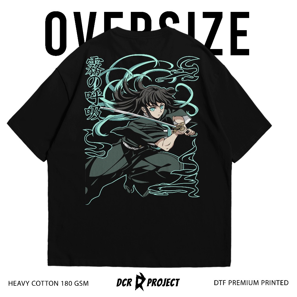 DCRProject oversized heavy cotton t-shirt 180 gsm tokito muichiro demon ...