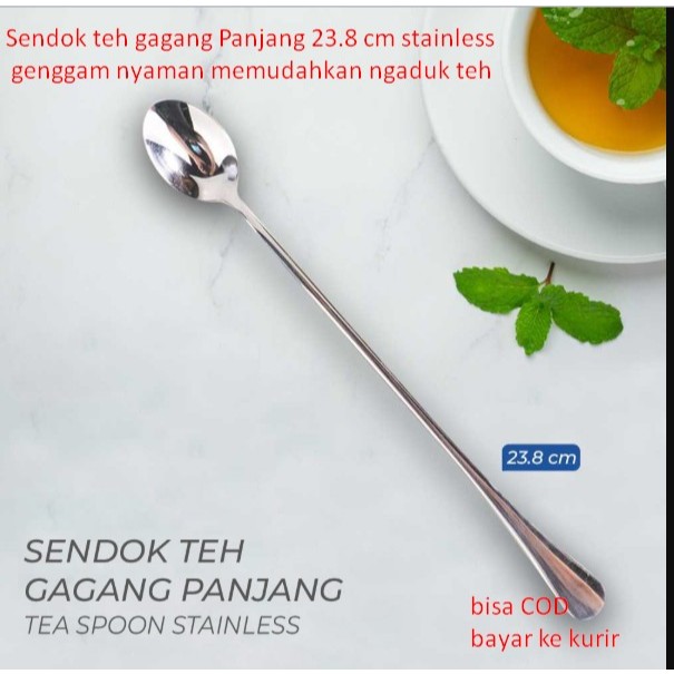 23.8 cm long handled stainless steel tea spoon, comfortable to make tea ...