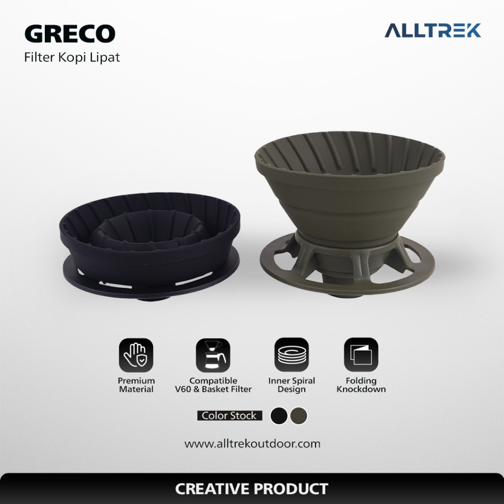 ALLTREK Foldable Coffee Filter V60 & Basket GRECO Collapsible Coffee ...
