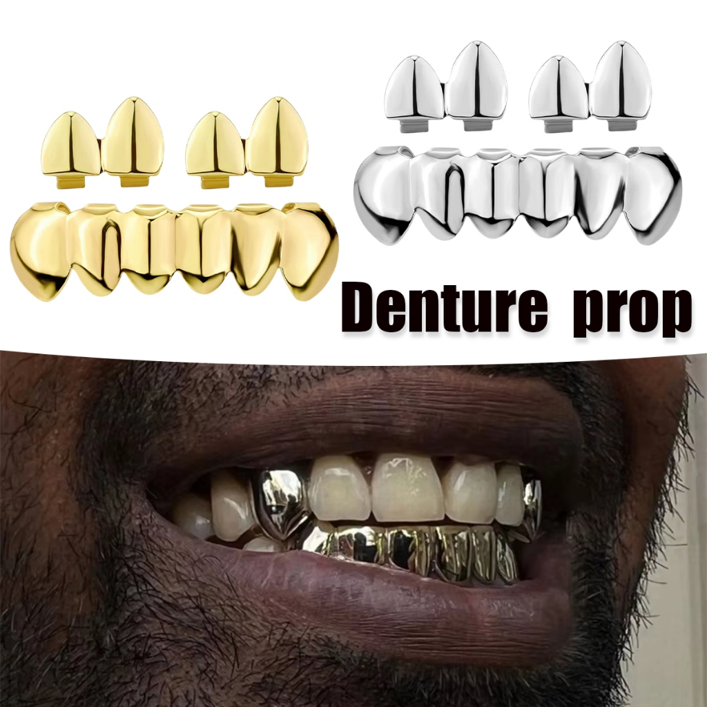 3pcs Hip Hop Wire Teeth Set Grillz Gold and Silver Copper Jewelry Micro ...