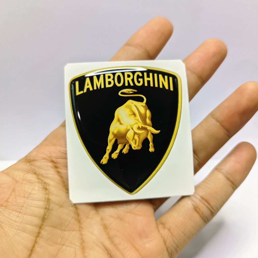 Lamborghini Logo Resin Embossed Sticker Emblem 6x6 cm – Elegant 3D ...