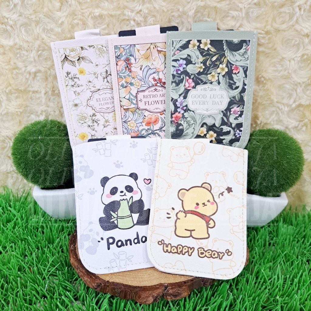 Pooh Panda Flower Card Wallet Leather Card Holder Pooh Panda Flower ...