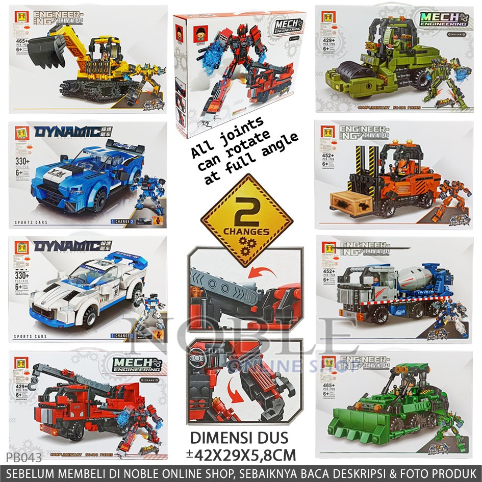 Change Robot Figure Car Truck Crane Miniature Motor Toys Assemble Brick ...