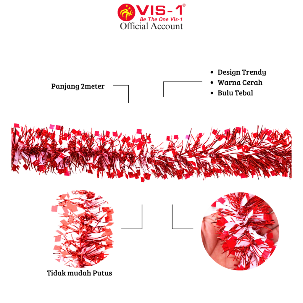 MERAH DIRGAHAYU RI Red and White Tassel Decorative Slinger / Red and ...