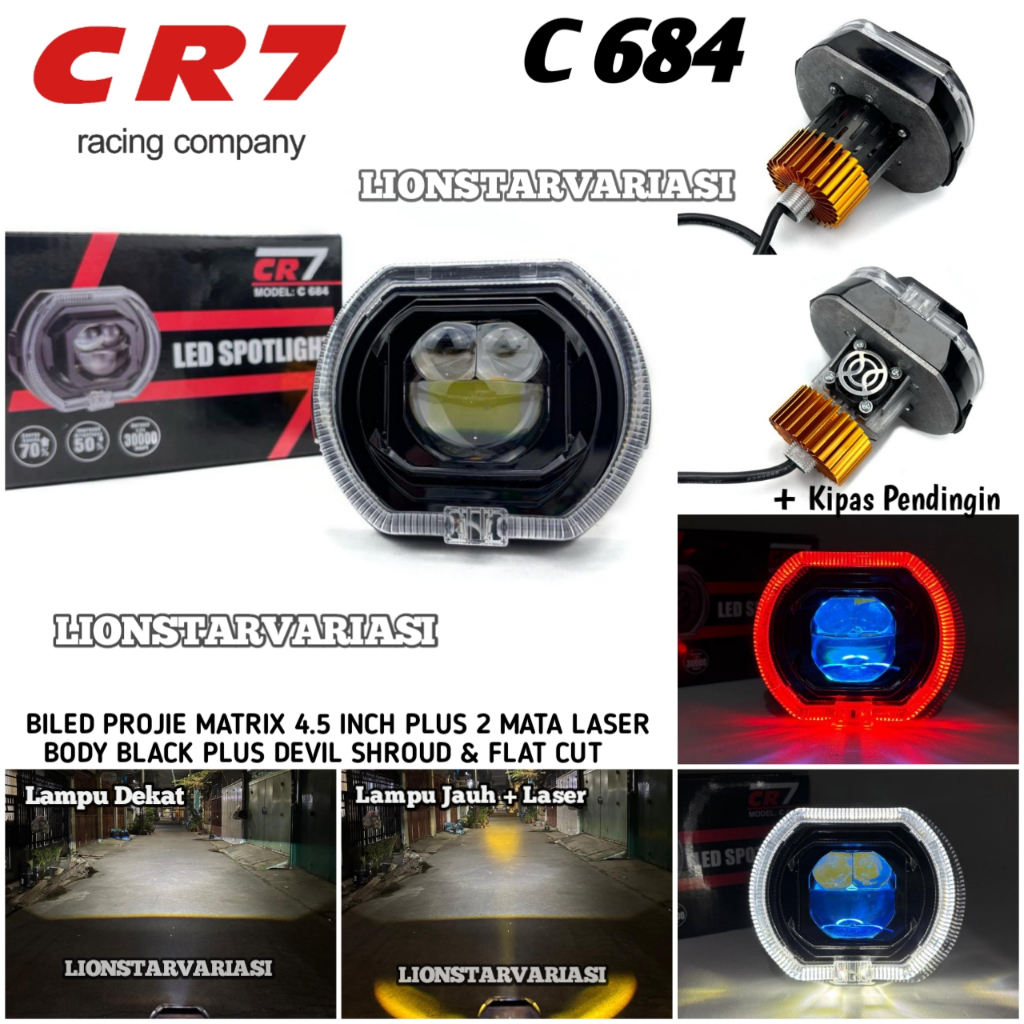 MATA CR7 C684 - Projector Biled Matrix 4.5 Inch 2 Eyes Laser Plus Devil ...