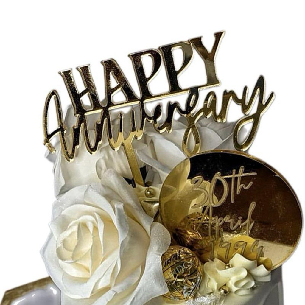 Elegant Happy Anniversary Acrylic Cake Topper Cake Decoration | Shopee ...