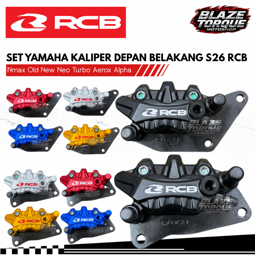 RCB S26 Aerox Alpha Nmax Old New Neo Turbo Front and Rear Caliper Set ...