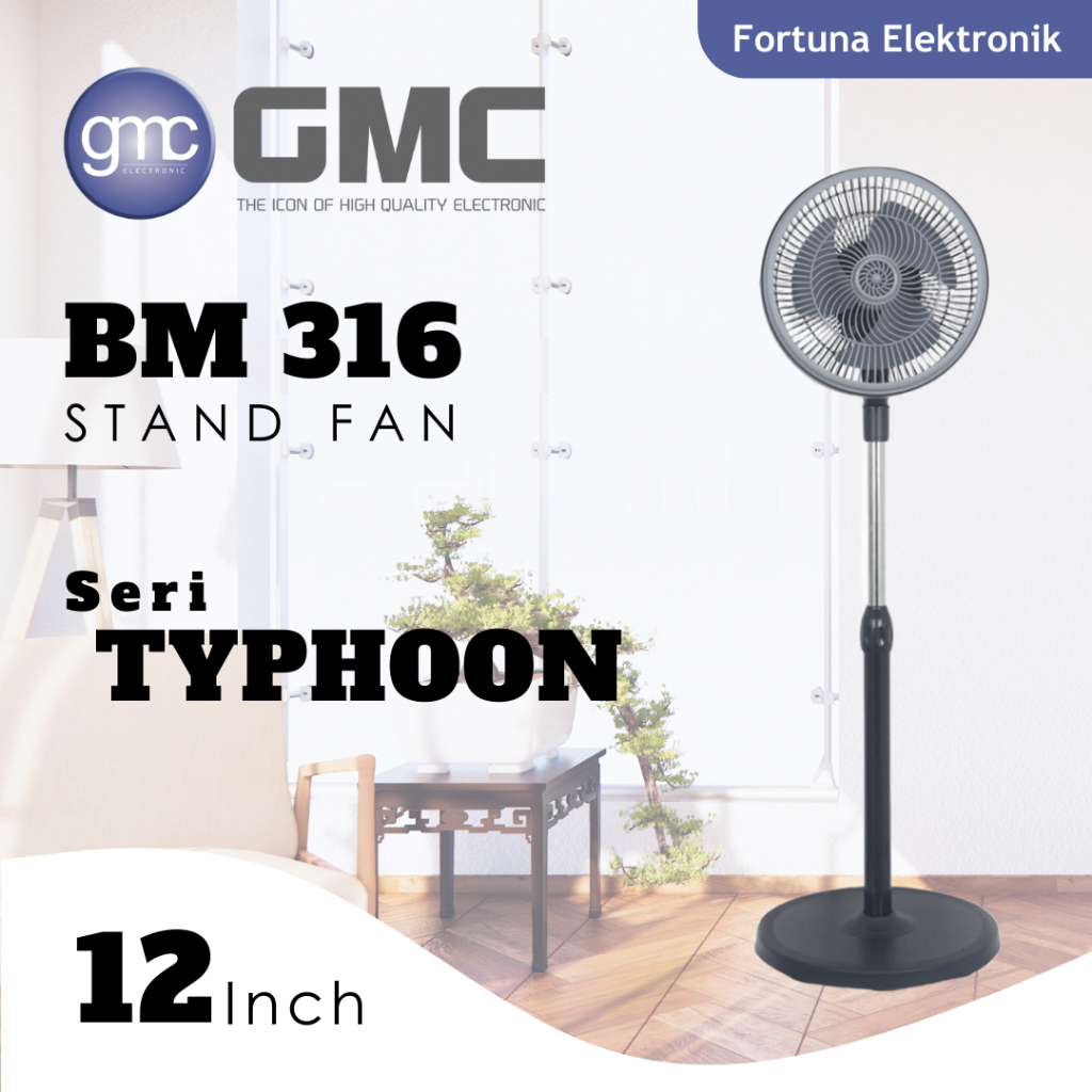 GMC Typhoon BM 316 Stand Fan 12 Inch Extra Strong Low Watt | Shopee ...