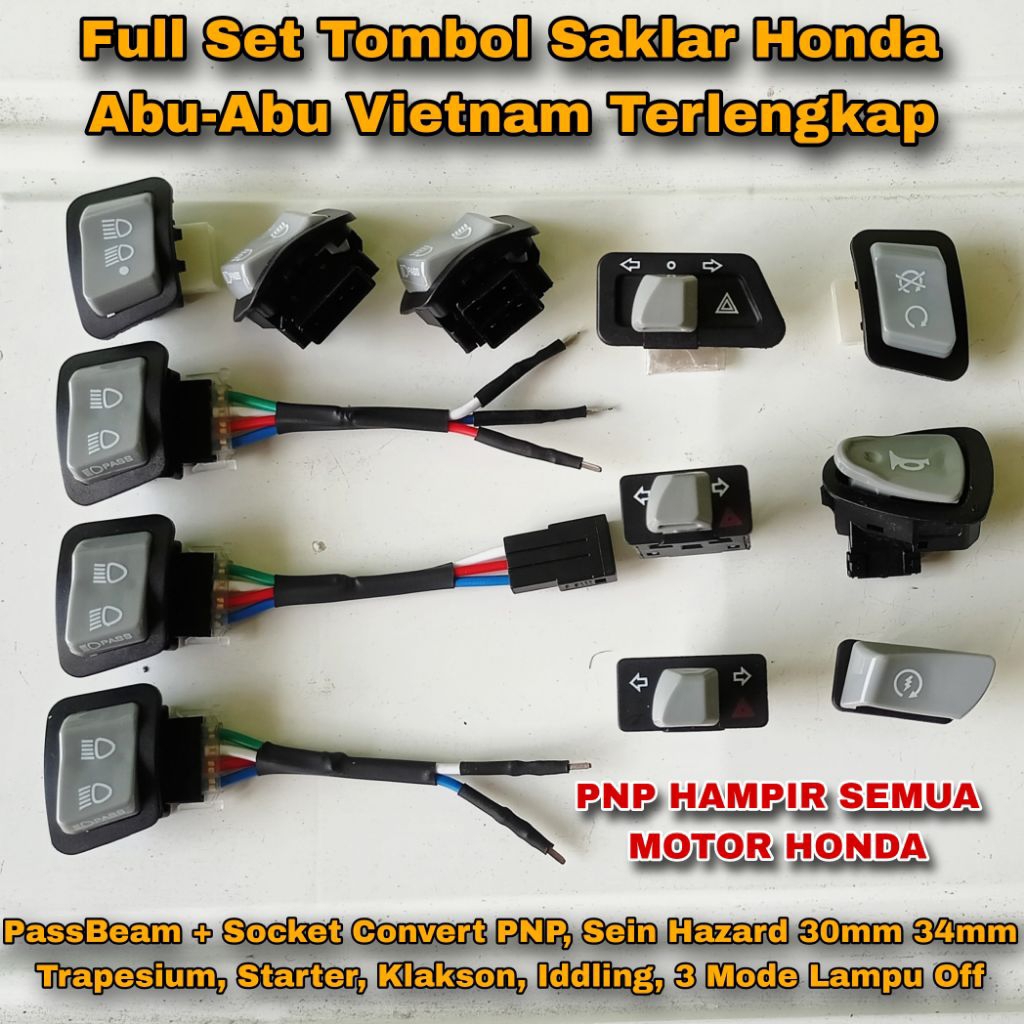 TOMBOL Full Set Honda Grey Vietnam Switch Button Complete Pass Beam ...