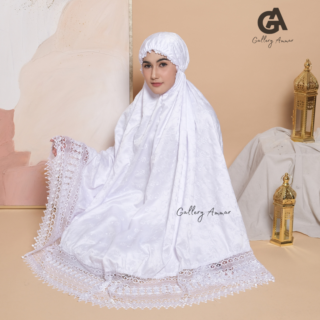Ammar Gallery - Luxurious White Silk Lace Adult Prayer Robe | Shopee ...
