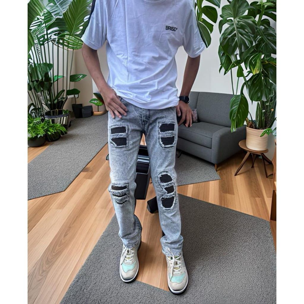 Men's BLACK RIPPED SKYNNI STREET STYLE Long Pants Men's RIPPED Long ...