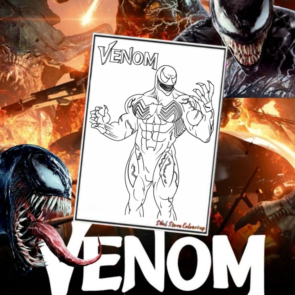 VENOM V1 THEME COLORING PAPER CONTENTS 12 DIFFERENT PICTURES THICK ...