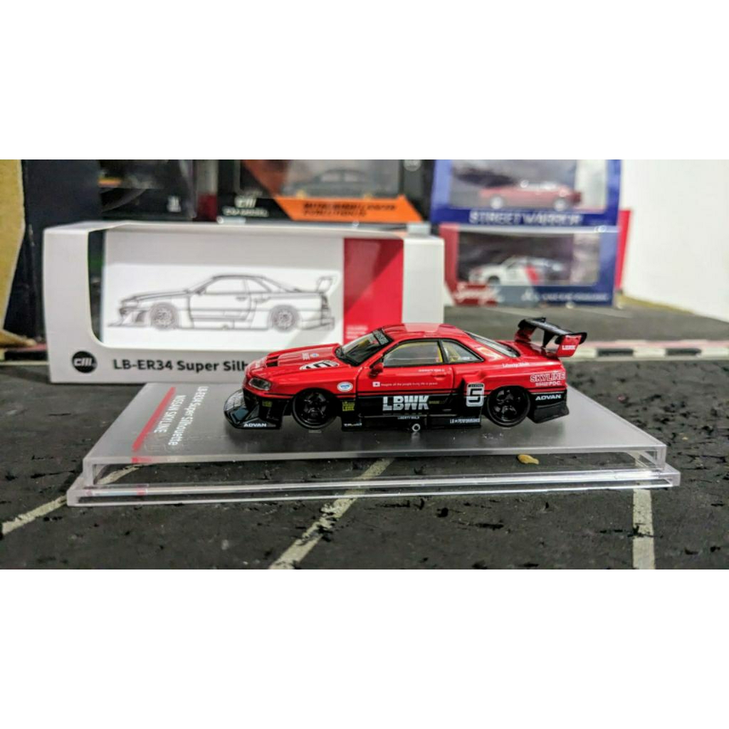Diecast CM Model LBWK Nissan Skyline Super Sillhouette R34 ER34 Black ...