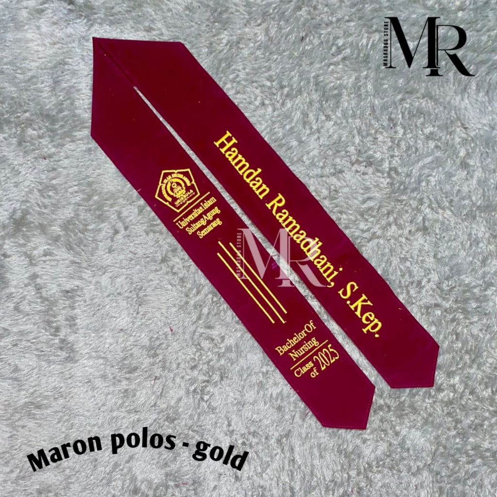 Graduation sash with 2 layers of computer embroidery velvet fabric ...