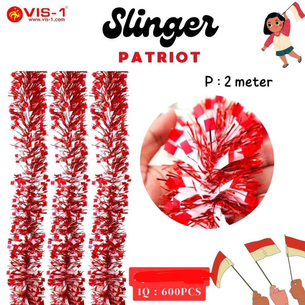 MERAH DIRGAHAYU RI Red and White Tassel Decorative Slinger / Red and ...