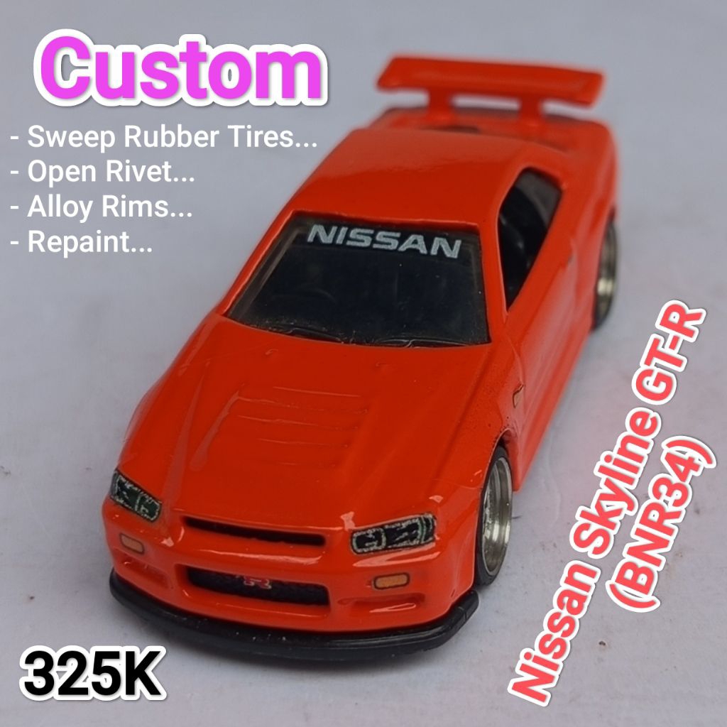 Hot Wheels Nissan Skyline GTR R34 Custom Orange Alloy Rims | Shopee ...
