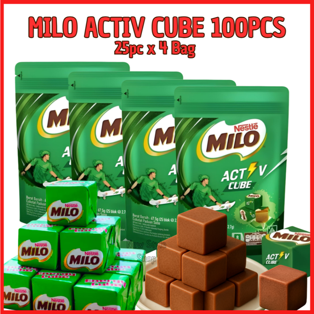 MILO Activ Cube Contents 100pcs / MILO Activ Cube 4 Bag x 67.5gr ...