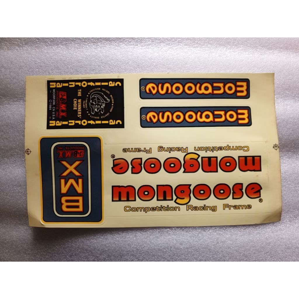 MONGOOSE BMX DECAL 1984 USA LABEL MADE IN TAIWAN MONGOOSE COMPETITION ...