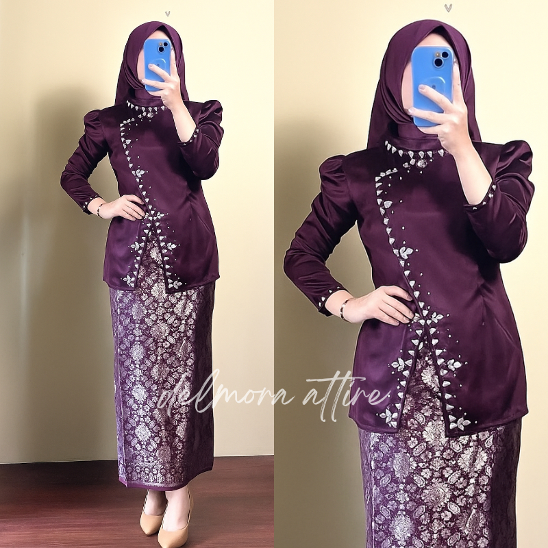 Special Burgundy Mahogany - Inara Oneset Latest Songket Skirt Set Women ...
