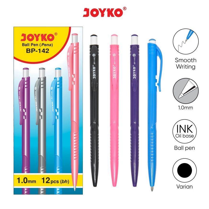 (12 PCS/1 PACK) JOYKO BLACK INK BALL PEN/JOYKO BP-142 BALL PEN/100% ...