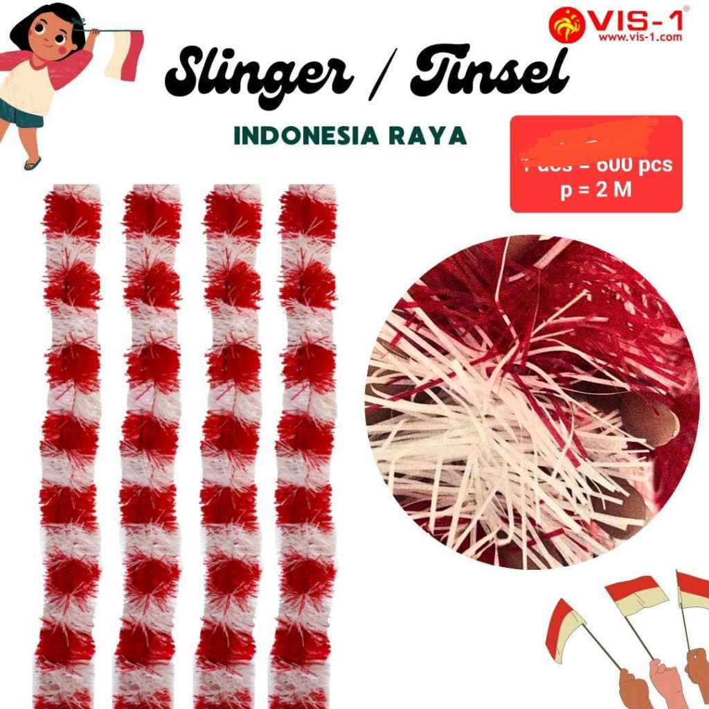MERAH DIRGAHAYU RI Red and White Tassel Decorative Slinger / Red and ...