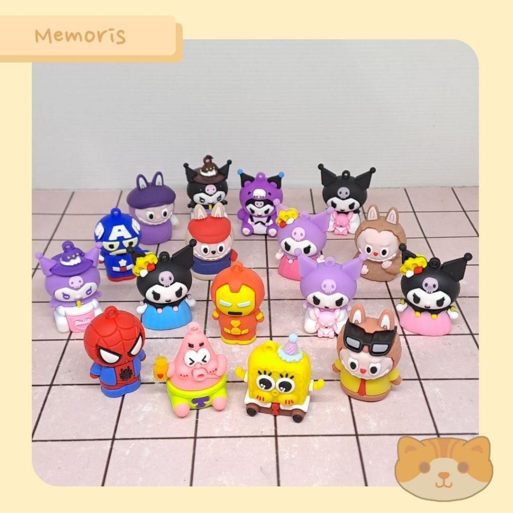 Pencil Sharpener 3D Doll Rubber Sharpener Spiderman Kuromi Labubu ...