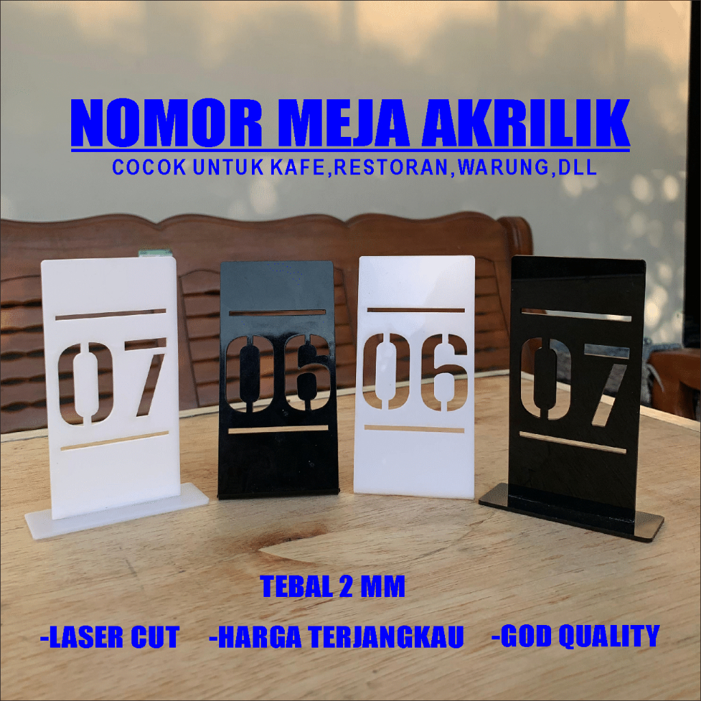 Aesthetic Perforated Acrylic Cafe Resto Warung Table Numbers - Custom ...