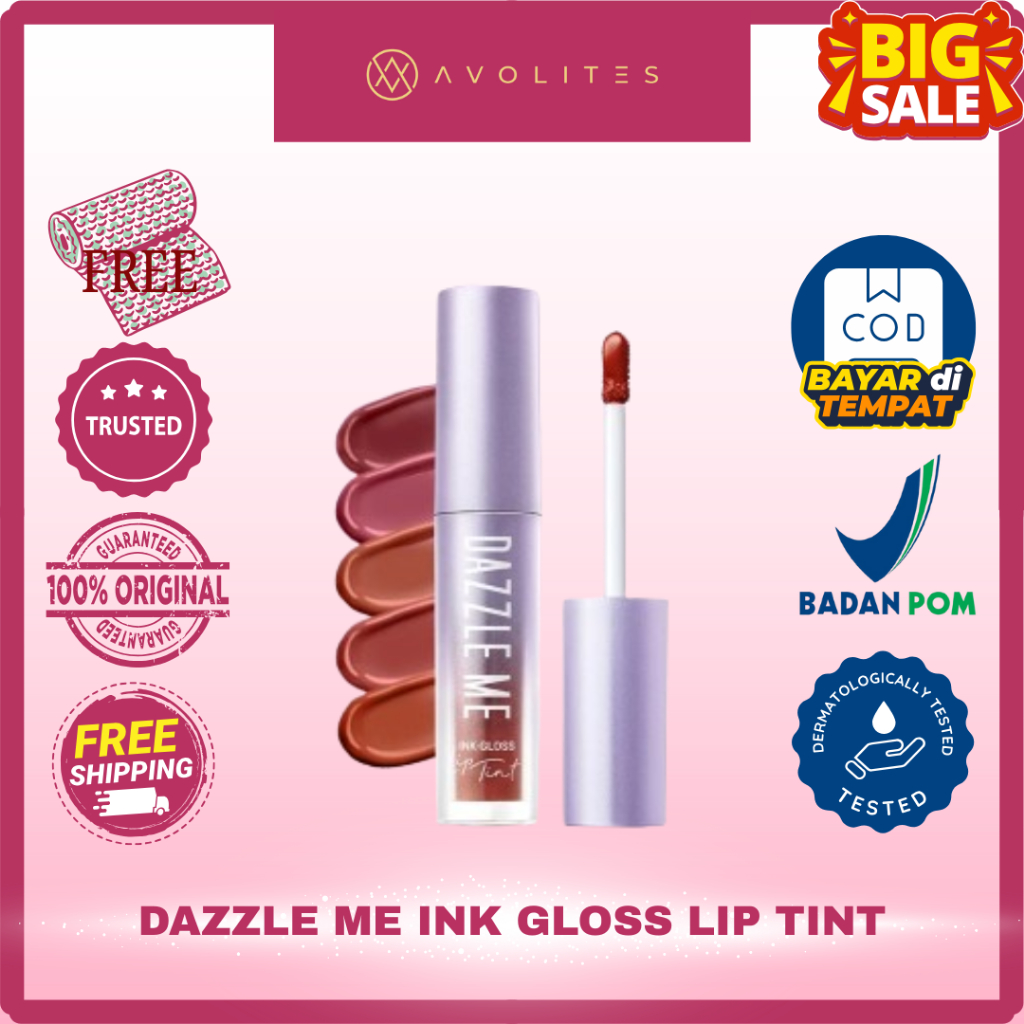 DAZZLE ME Ink-Gloss - Lip Tint Lip Gloss Long Lasting Glossy and Plumpy ...