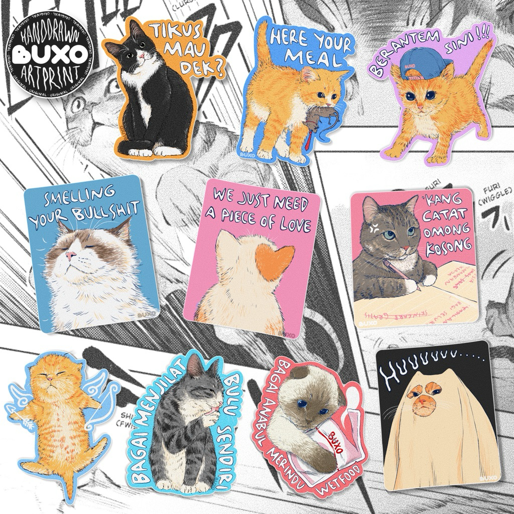 Buxo - meme KUCING cat anabul vinyl sticker PART 2 / premium waterproof ...