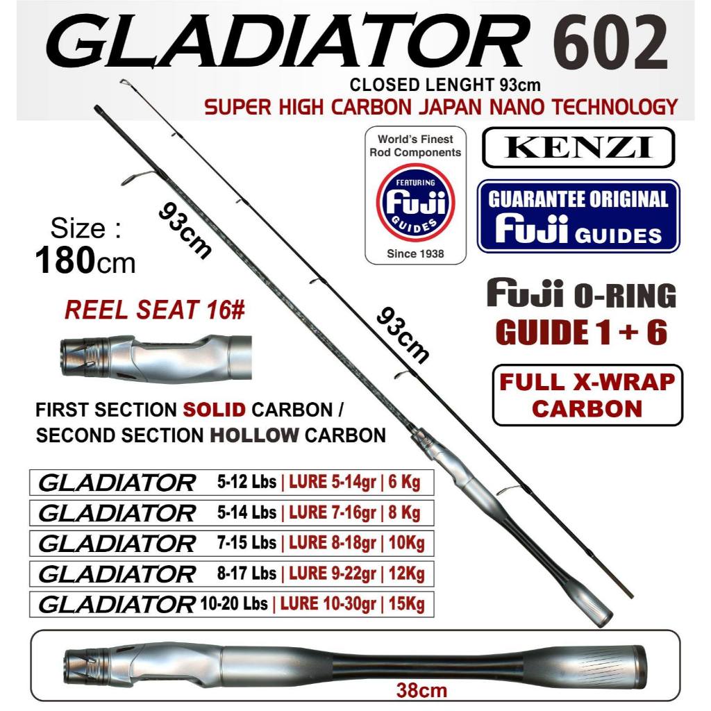KENZI GLADIATOR SOLID CARBON FULL X-WRAP CARBON SPINNING Rod | Shopee ...