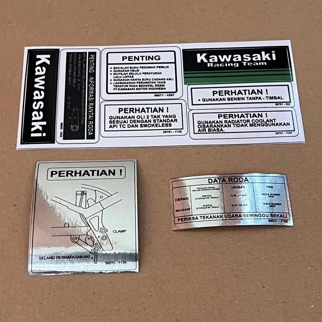 KAWASAKI Sticker Set Label Detail Ninja SR RR SS New 250 Mono Fi RR Old ...