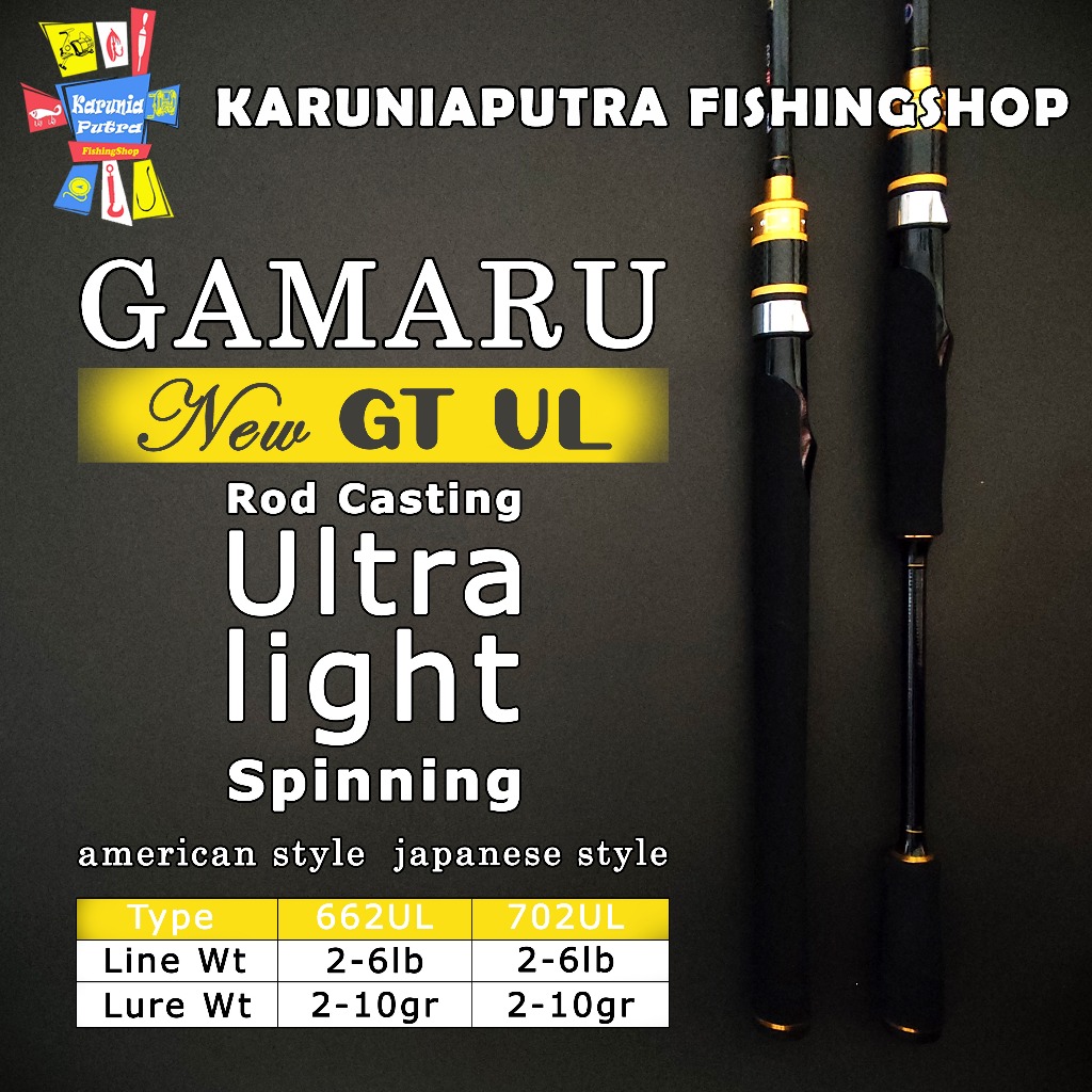 Gamaru GT UL SIC Fuji Ultralight Fishing Rod Solid Carbon Tip American ...