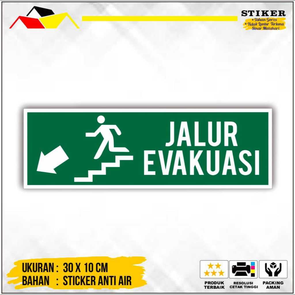 SIGN / RAMBU STICKER EVACUATION PATH DOWN LEFT | Shopee Philippines