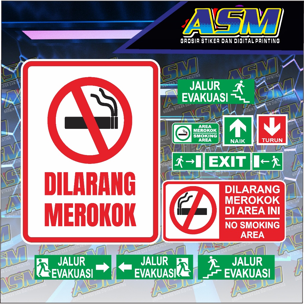 RAMBU RAMBU NO SMOKING STICKER NO SMOKING EVACUATION PRINT CUTTING ...