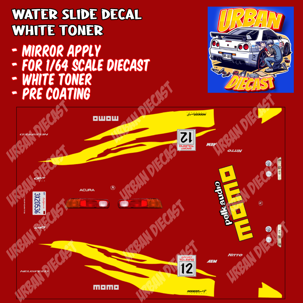 Acura integra edwin fast furious hot wheels Decal [white toner ...