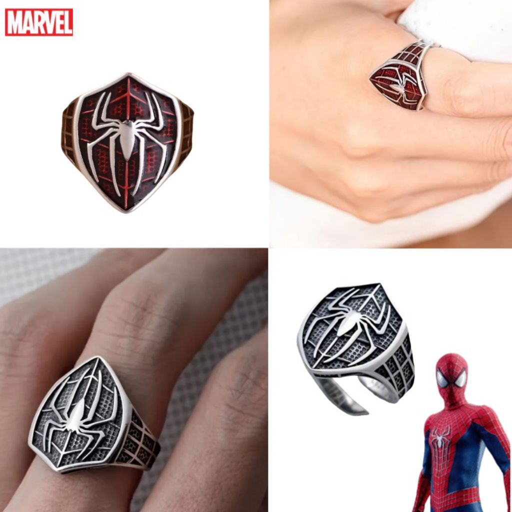 MERAH Marvel Ring with Spiderman Symbol Motif, Red and Silver / Red and ...