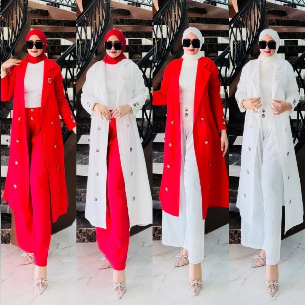 MERAH GHEA BLAZER SET BY MSF RED AND WHITE SET RED AND WHITE AUGUSTUSAN ...