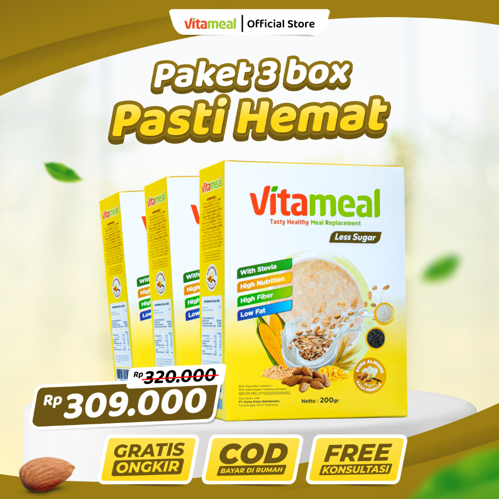 Vitameal Les Sugar 3 Boxes | Low Sugar Milk for Diabetes & Diet ...
