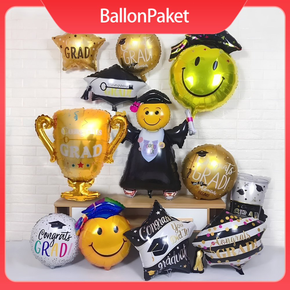Jumbo Graduation Foil Balloons Toga Star Hat Cup Balloons Congrats Grad ...