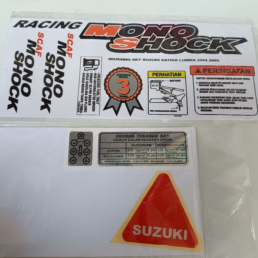 Complementary stickers for the details of the satria 2 stroke box ...