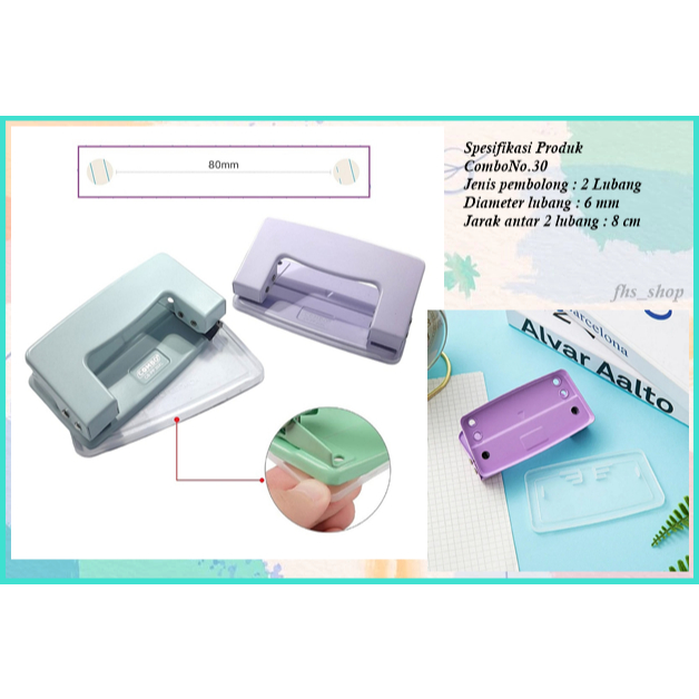 Two Hole Punch Perforator Combo No.30 6mm Two Hole Punch Paper Pastel